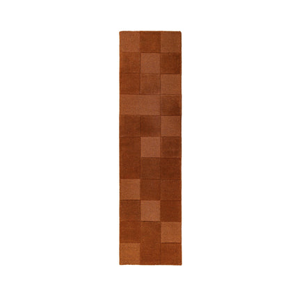 Flair Rugs wollen loper Checkerboard Terracotta
