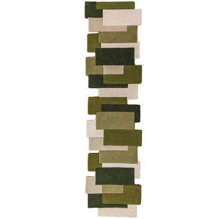 Flair Rugs wollen loper Collage Groen
