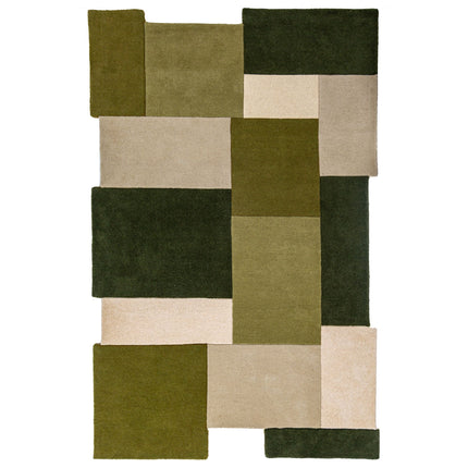 Flair Rugs wollen vloerkleed Collage Groen