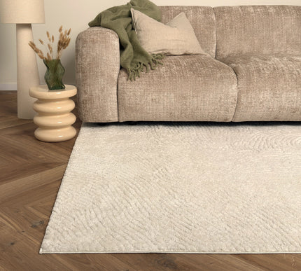 Scandinavisch vloerkleed Curve creme/wit