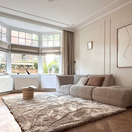 Hoogpolig vloerkleed Odelia stone - Interieur05