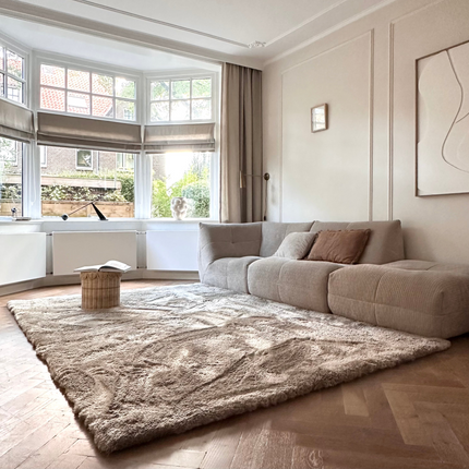 Hoogpolig vloerkleed Odelia stone - Interieur05