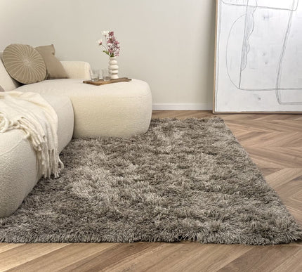 Hoogpolig vloerkleed Nika antraciet polyester - Interieur05