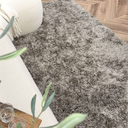 Hoogpolig vloerkleed Nika antraciet polyester - Interieur05
