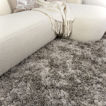 Hoogpolig vloerkleed Nika antraciet polyester - Interieur05