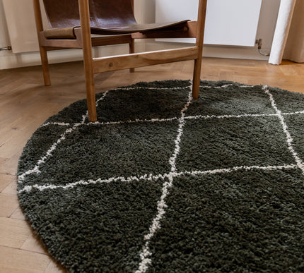 Hoogpolig Vloerkleed Berber Kris Kros Groen/wit