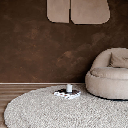 Rond Wollen Vloerkleed Palermo Beige/Taupe Eva Interior