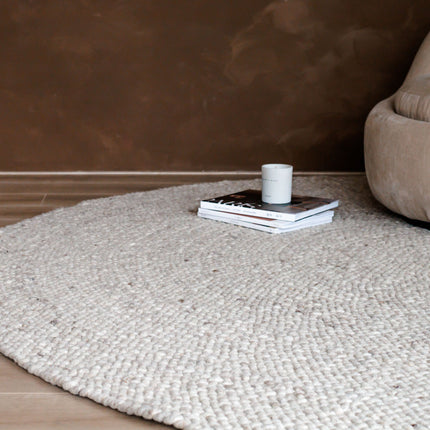 Rond Wollen Vloerkleed Palermo Beige/Taupe Eva Interior