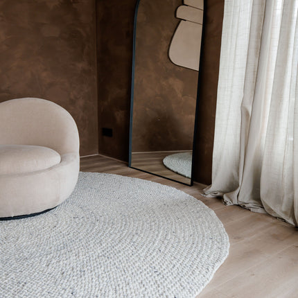 Rond Wollen Vloerkleed Palermo Beige/Grijs Eva Interior