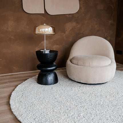 Rond Wollen Vloerkleed Palermo Beige/Grijs Eva Interior