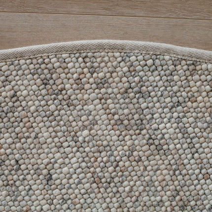 Rond Wollen Vloerkleed Beige/Wit Gemeleerd Vik