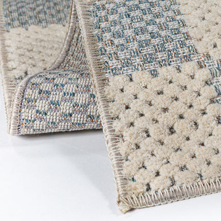 Flair Rugs katoenen vloerkleed Muted Checkerboard Blauw