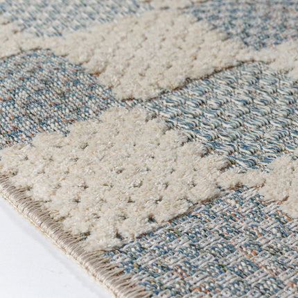Flair Rugs katoenen vloerkleed Muted Checkerboard Blauw