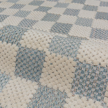 Flair Rugs katoenen vloerkleed Muted Checkerboard Blauw