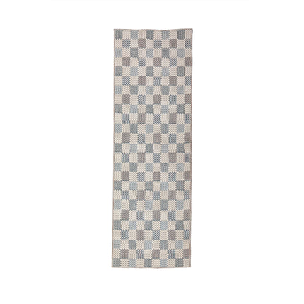 Flair Rugs katoenen loper Muted Checkerboard Blauw