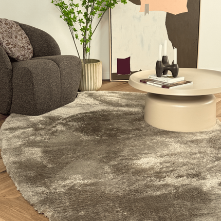 Organisch hoogpolig vloerkleed Odelia stone - Interieur05