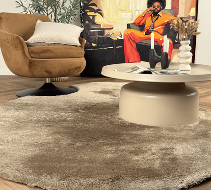 Organisch hoogpolig vloerkleed Odelia bruin/taupe - Interieur05