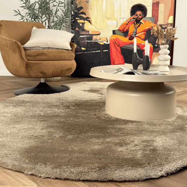 Organisch hoogpolig vloerkleed Odelia bruin/taupe - Interieur05