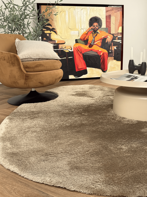Organisch hoogpolig vloerkleed Odelia bruin/taupe - Interieur05