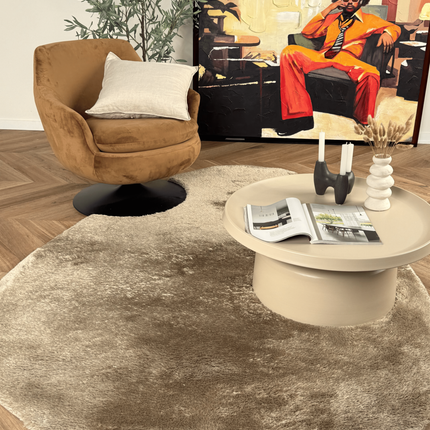 Organisch hoogpolig vloerkleed Odelia bruin/taupe - Interieur05