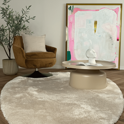 Organisch hoogpolig vloerkleed Odelia beige/wit - Interieur05