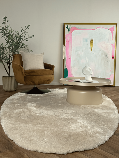 Organisch hoogpolig vloerkleed Odelia beige/wit - Interieur05