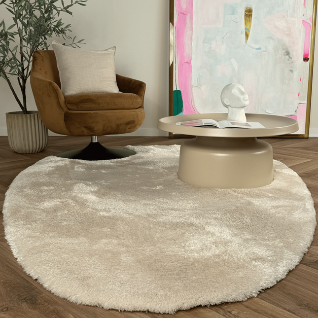 Organisch hoogpolig vloerkleed Odelia beige/wit - Interieur05