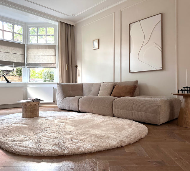Organisch hoogpolig vloerkleed Odelia beige/wit - Interieur05