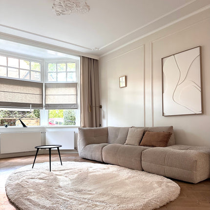 Organisch hoogpolig vloerkleed Odelia beige/wit - Interieur05