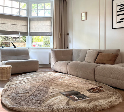 Organisch hoogpolig vloerkleed Odelia bruin/taupe - Interieur05