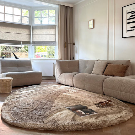 Organisch hoogpolig vloerkleed Odelia bruin/taupe - Interieur05