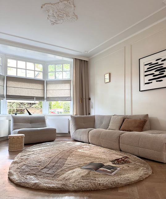 Organisch hoogpolig vloerkleed Odelia bruin/taupe - Interieur05