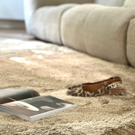 Organisch hoogpolig vloerkleed Odelia bruin/taupe - Interieur05