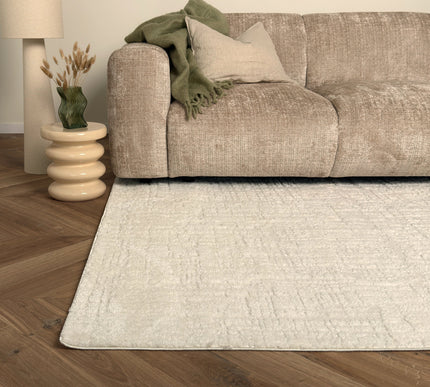Scandinavisch vloerkleed Prent creme/wit