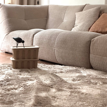 Rond hoogpolig vloerkleed Odelia stone - Interieur05