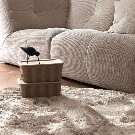 Rond hoogpolig vloerkleed Odelia stone - Interieur05