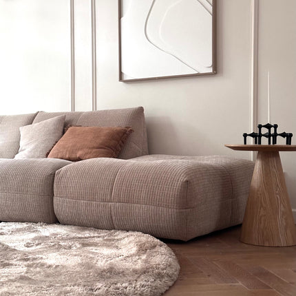 Rond hoogpolig vloerkleed Odelia stone - Interieur05