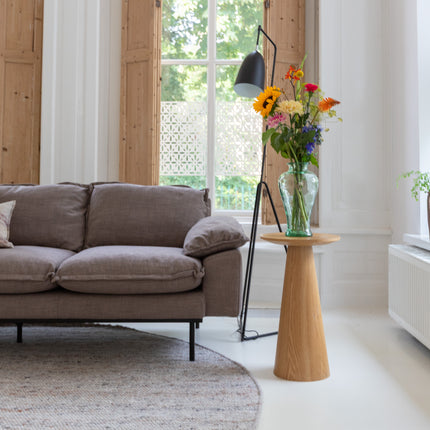 Rond wollen vloerkleed Sienna Ash Brown Eva Interior