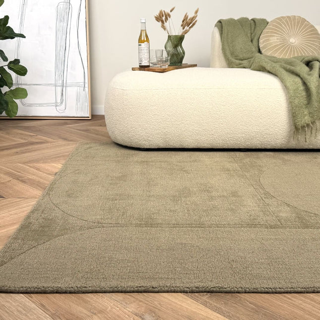 Wollen vloerkleed Twig groen - Interieur05