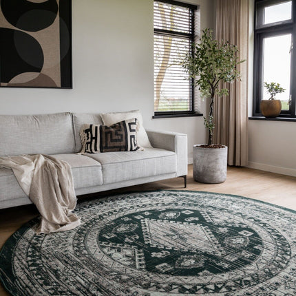 Rond Vintage Vloerkleed Aila Groen