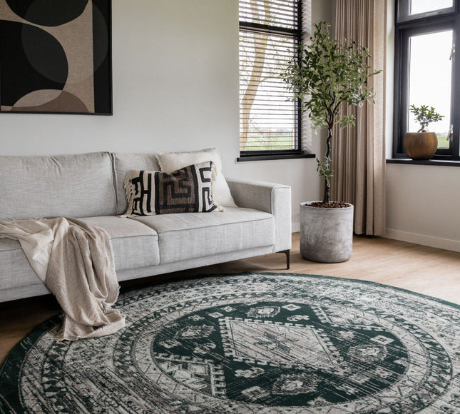 Rond Vintage Vloerkleed Aila Groen