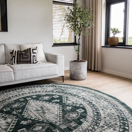 Rond Vintage Vloerkleed Aila Groen