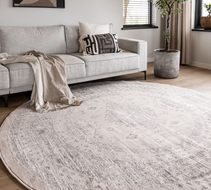 Rond vintage Vloerkleed Aila Zand/Beige