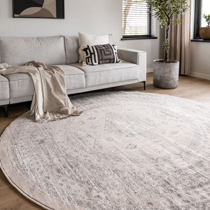 Rond vintage Vloerkleed Aila Zand/Beige