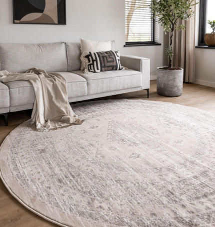 Rond vintage Vloerkleed Aila Zand/Beige