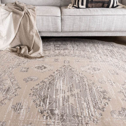 Rond vintage Vloerkleed Aila Zand/Beige