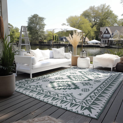Elle Decoration Gemini omkeerbaar binnen- en buitenvloerkleed Dynamic Groen - Vloerkledenloods