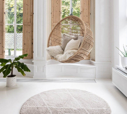 Berber Rond vloerkleed hoogpolig Grijs/Beige/Zand/Cream - scandinavisch - nea - Vloerkledenloods