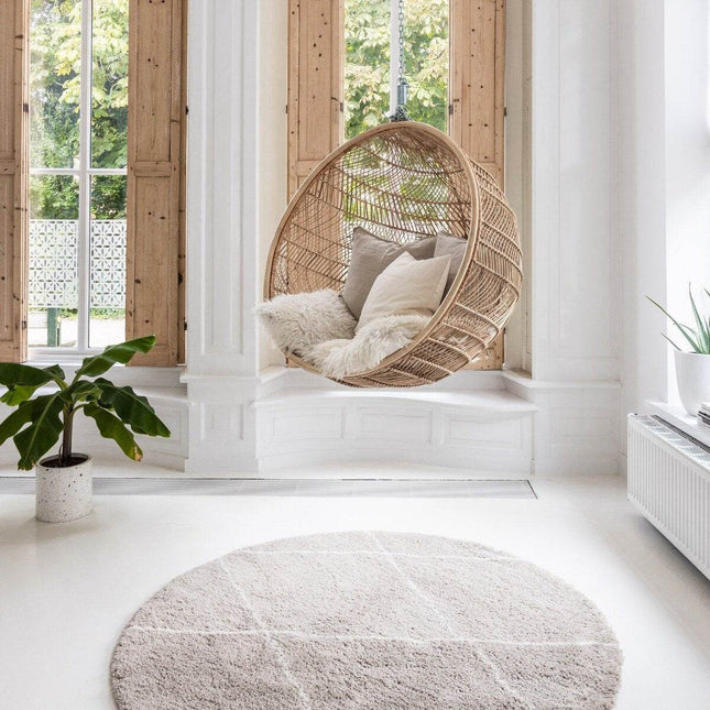 Berber Rond vloerkleed hoogpolig Grijs/Beige/Zand/Cream - scandinavisch - nea - Vloerkledenloods