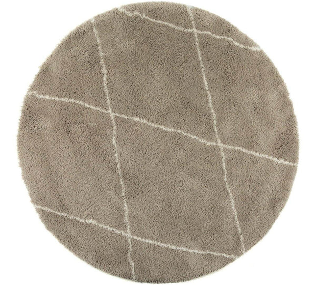 Berber Rond vloerkleed hoogpolig Grijs/Beige/Zand/Cream - scandinavisch - nea - Vloerkledenloods